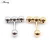Alisouy 2PC нержавеющая сталь резьба три шарика фасоль женщины мужчины девушка серьги гвоздик хрящ винт серьги пирсинг ювелирные изделия