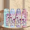 1PC Purple Lavender Floral Seamless Print 750ml Color Plastic Sports Water Bottle Leakproof Flip Straw Lid Suitable for Sports Office Home Use