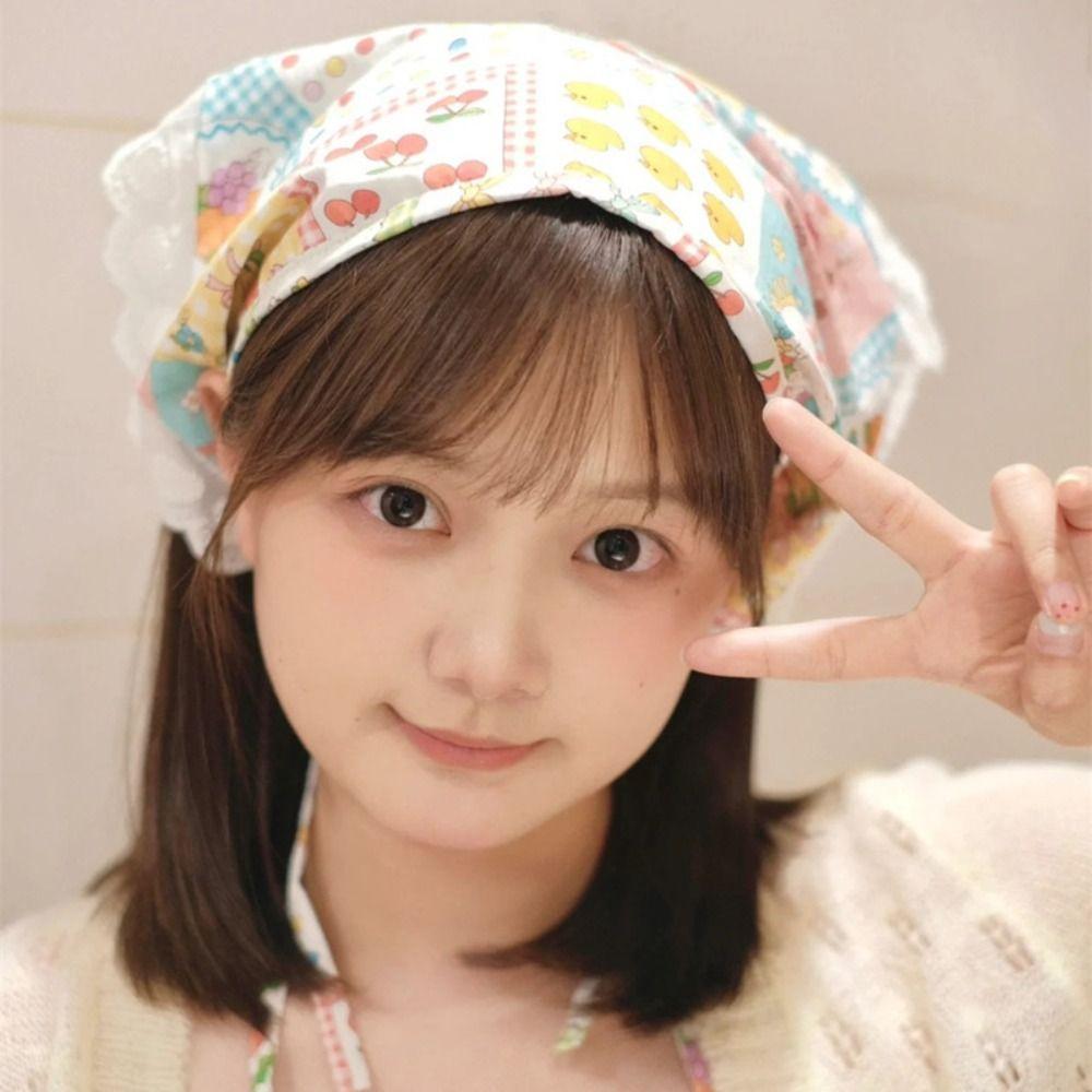 Французский стиль кружевной ободок Ins платок на голову элегантный треугольный шарф пляж