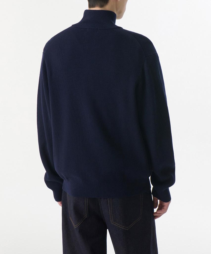 MUSINSA STANDARD Cotton High-Neck Zip-Up [Navy]