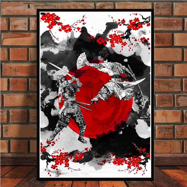 Япония Самурай Аниме Плакат Абстрактное Настенное Искусство Бусидо Холст Картина Японские Воины Портретная Картина Печать Домашний Настенный Декор Без Рамки