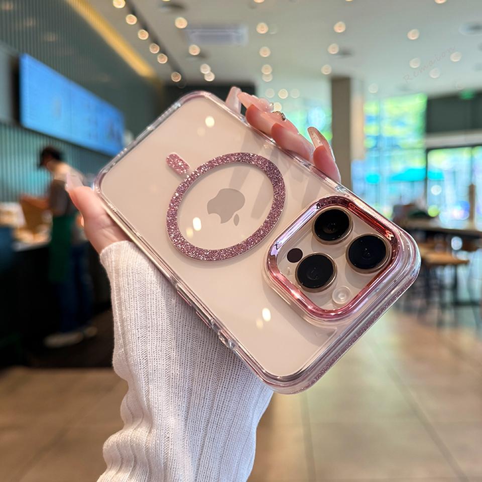 Bling Bling Glitter Silicone Phone Case For iPhone 15 14 13 12 11 16 Pro Max 14 15 16 Plus Protector Shockproof Cover
