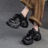 Genuine Leather Thick Sole Height Increasing Lace Up Pumps Casual Versatile Women's Platform Shoes