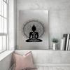 Feeby Canvas print, Silver-coloured buddha with mandala motif