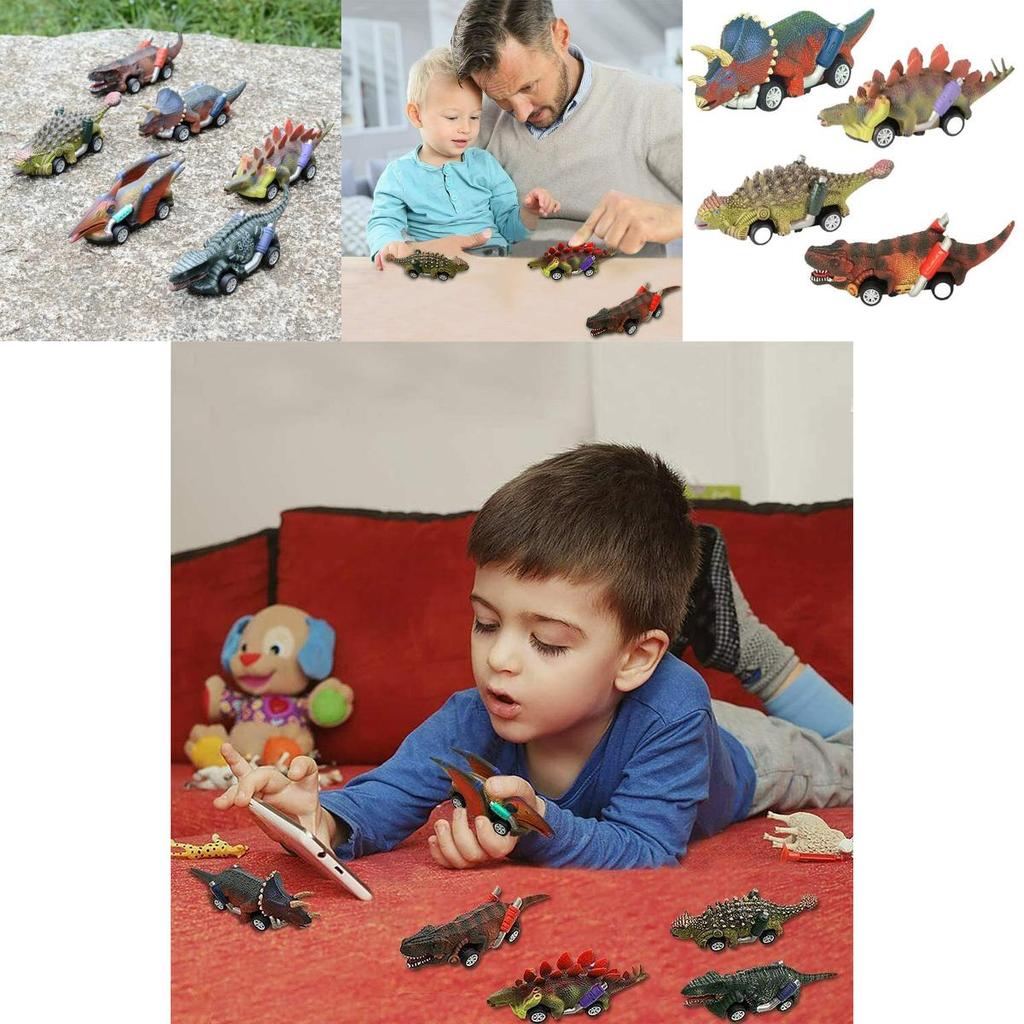 Vibrant Dinosaur Cars Pull Back Toy Set For Kids With Boomerang Action