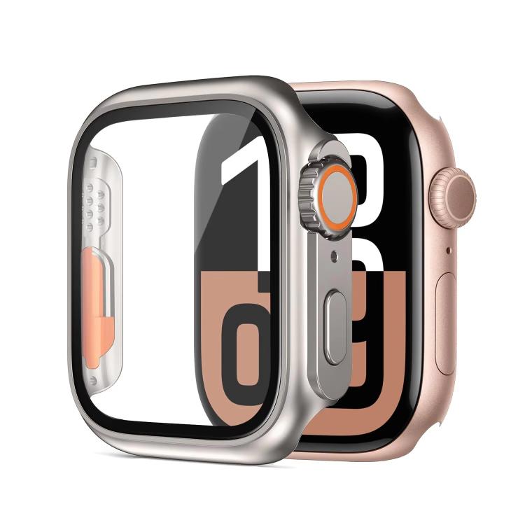 Change to Ultra 49mm Tempered Glass Integrated PC Watch Case for Apple Watch Series 6/5/4/SE 44mm, Full Surrounded Anti-Fall Cover, Case Only