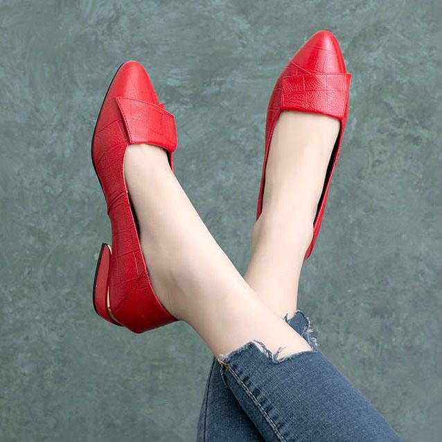 Одиночные туфли женские весенние туфли на толстом каблуке для мам из мягкой кожи с мягкой подошвой маленькие кожаные туфли для женщин