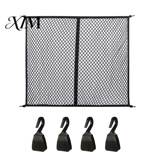 Self Driving Tour Gear Truck Cargo Net, Bed Organizer Stretchable Elastic Net Pickup with 4 Hooks for Bed, SUV Trunk Off Road Accessories