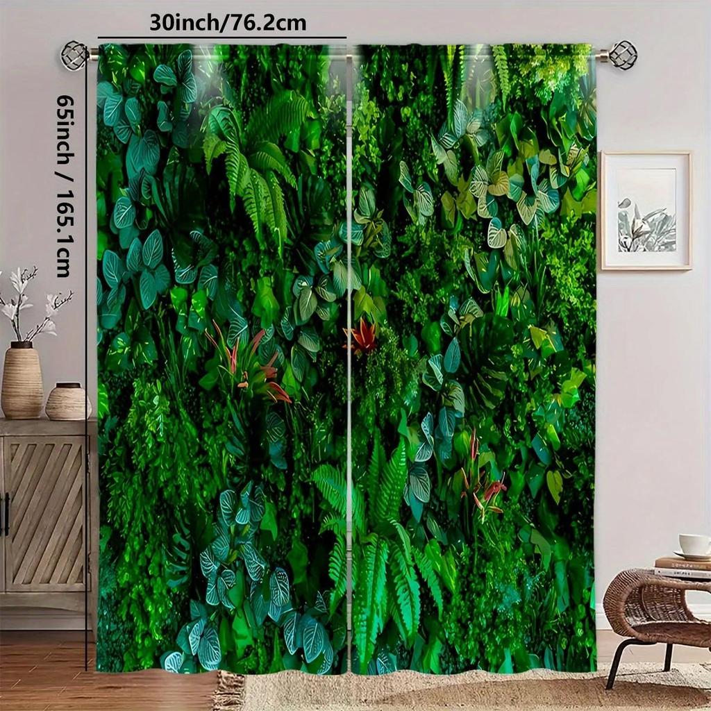 2 шт. - Шторы с принтом в виде зеленых листьев, кулиска для карниза, украшение для дома, украшение комнаты
