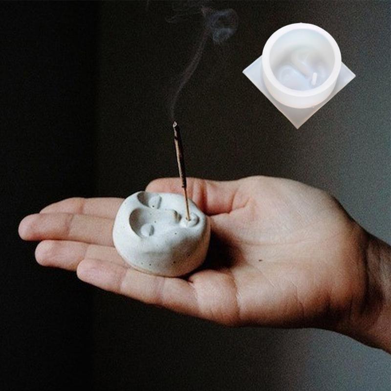 Поднос для благовоний Силиконовые формы Ручная работа Узор человеческого лица Держатель для палочек благовоний Цементы Гипсы Форма Поделки Декор