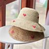 Соломенная шляпа рыбака с волнистыми полями в стиле Инстаграм, женская летняя плетеная соломенная шляпа с любовью, праздничная пляжная дышащая солнцезащитная