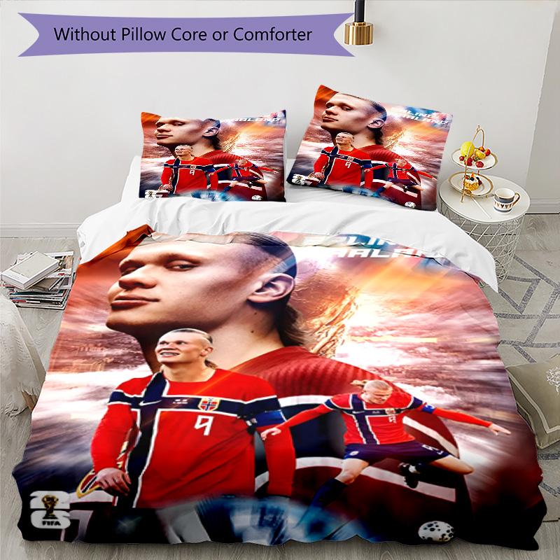 3pcs Haaland6 Design Cover Set - HD Printed Bedding with 1 Cover and 2 Pillowcases - Perfect for Home and Dorm Decor