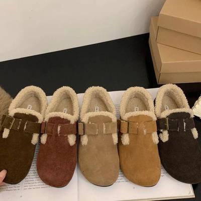 2024 Зимние ретро женские туфли из овечьей шерсти теплые меховые мокасины на плоской подошве женские уличные водонепроницаемые ботильоны ленивые мокасины обувь для вождения