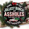 One Piece of Aluminum Christmas Sign, "The Happiest Asshole Family" Holiday Wall Decoration for Home, Kitchen, Garden, Garage