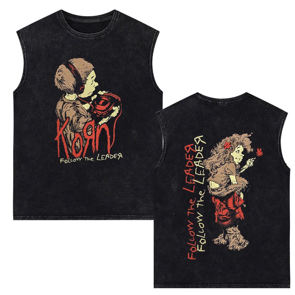 Футболка жилет Korn Music Concert Rock Band World Tour для мужчин, металлическая готика, свободные винтажные потертые майки