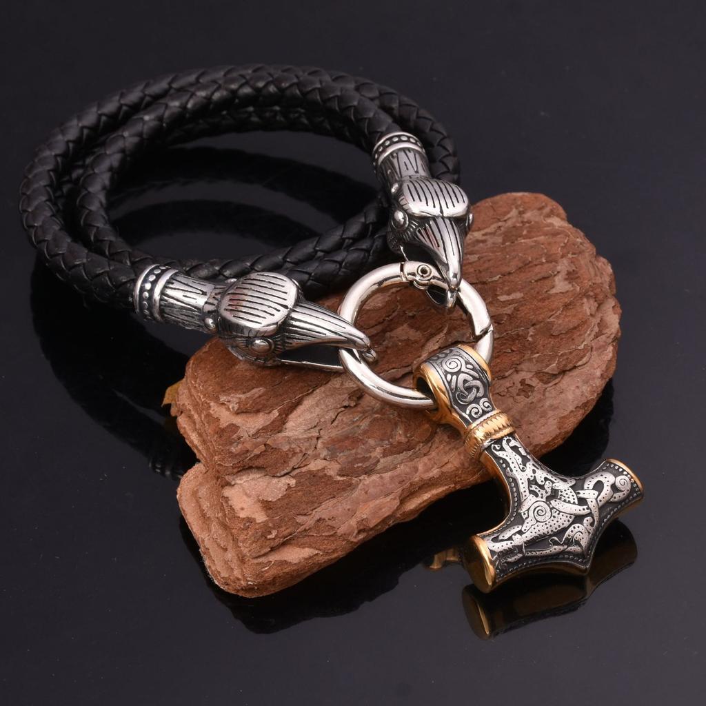 Nordic Viking из нержавеющей стали Odin Raven Thor's Hammer ожерелье мужское ожерелье 