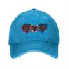 Red White and Blue Three Hearts Baseball Cap Unisex Distressed Cotton Casual Adjustable Summer Hat