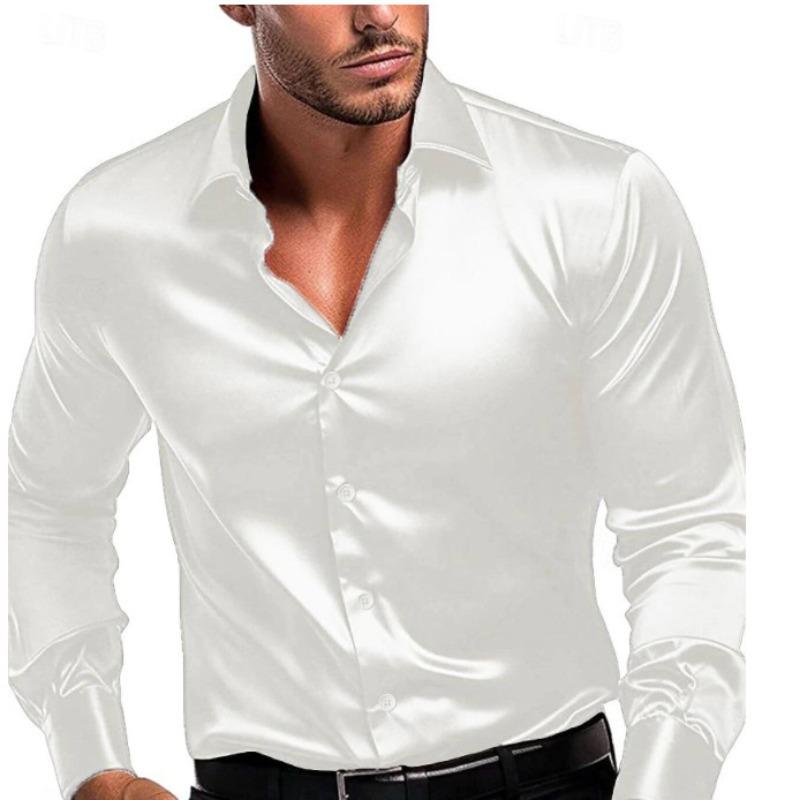 Шелковая ткань модная мужская осенняя мужская деловая повседневная рубашка с длинными рукавами