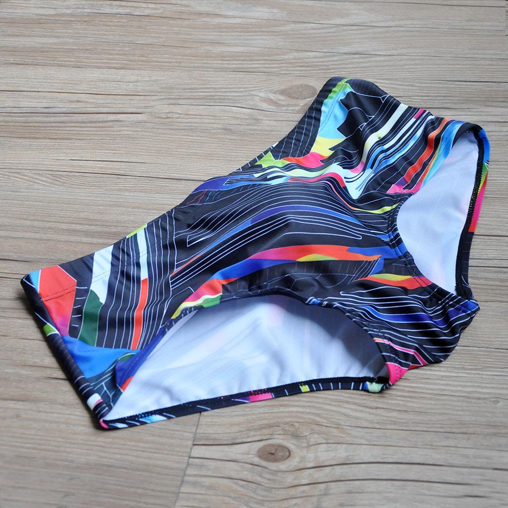 Men's Swim Brief Fashion Print Bikini Shorts with Removeable Pad Swimwear