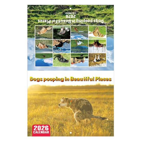 2026 Wall Calendar Dog Pooping/Angry Cat Calendar January 2026 - December 2026 12 Monthly Planner for Classroom Home Office