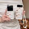 Корейский милый мультяшный чехол для телефона с щенком для Samsung Galaxy Z Flip 7 6 5 4 3 Чехол с цепочкой Kawaii Жесткие чехлы для Flip6 Flip7 Capa