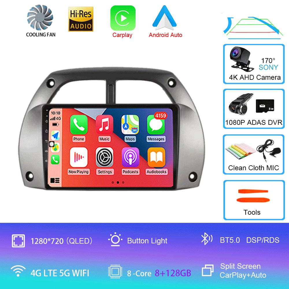 Car Radio Android 14 Wireless Carplay Auto for Toyota RAV4 2001 - 2006 Navigation GPS Multimedia Player Stereo Video wifi+4G BT