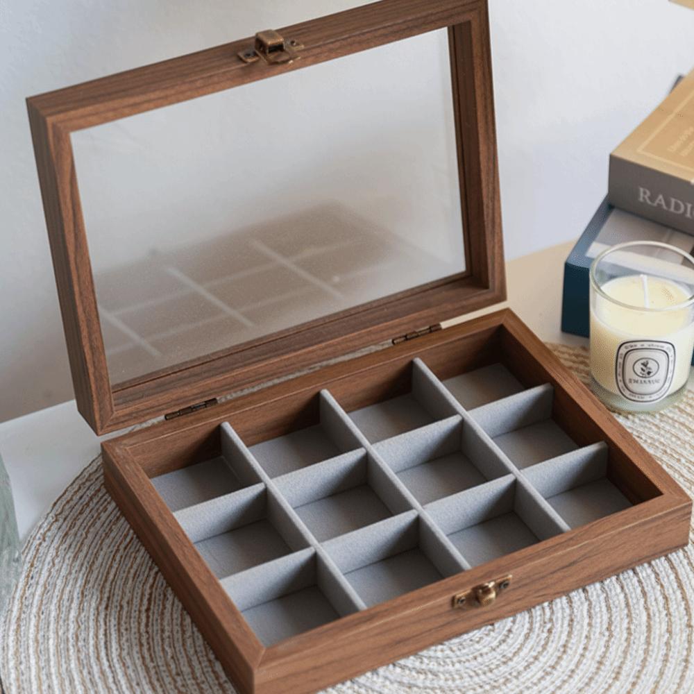 Velvet Jewelry Organizer Elegant Ring Display Holder Convenient Wood Jewelry Box  Desk