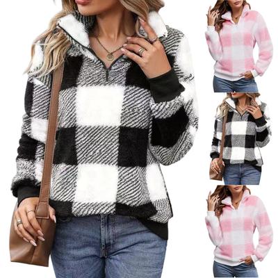 Женская модная повседневная кофта с V-образным вырезом на молнии, однотонная, с длинным рукавом