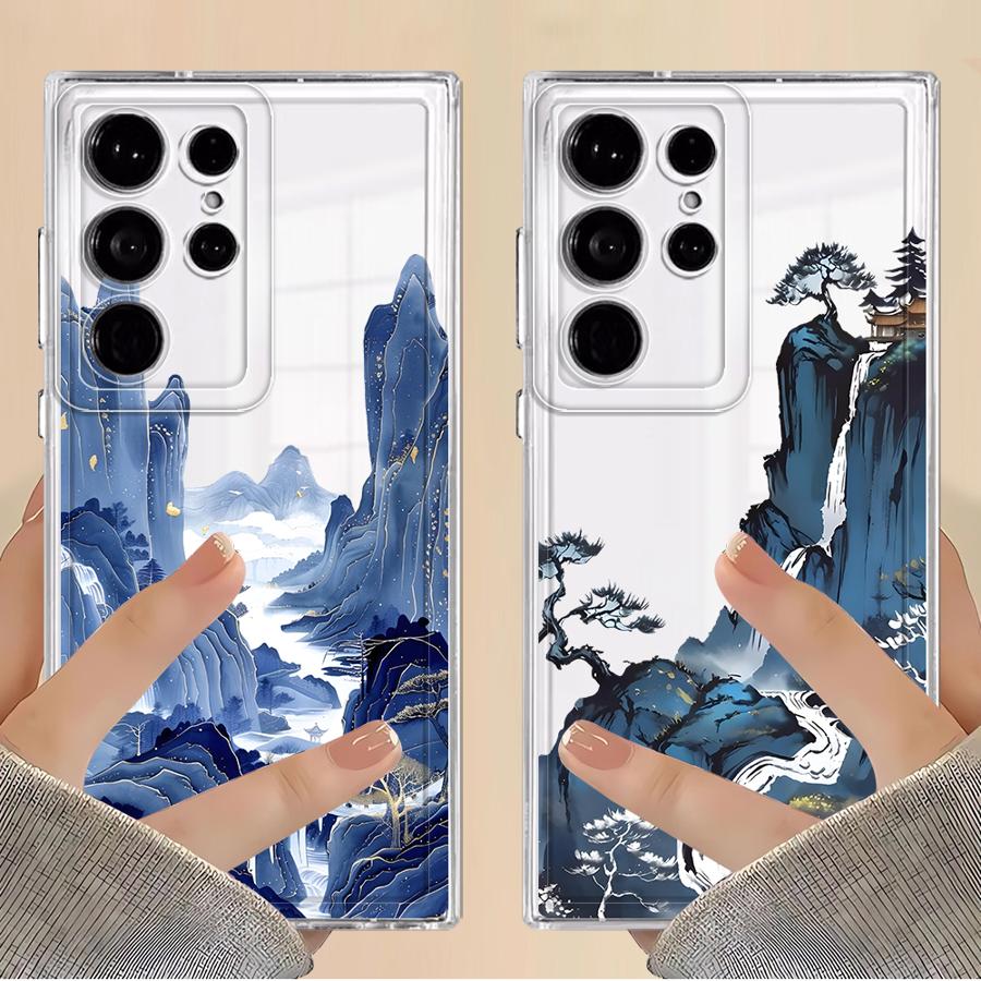 Чехол для Samsung Galaxy S26 S24 S21 S25 Edge S20 Plus S23 Ultra Note 20 Ultra 10 S22 FE Чехол для телефона Горы Вода Искусство