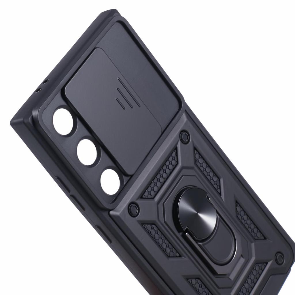 Для Samsung Galaxy S24 Ultra Чехол-подставка с защитой линз и выдвижным объективом