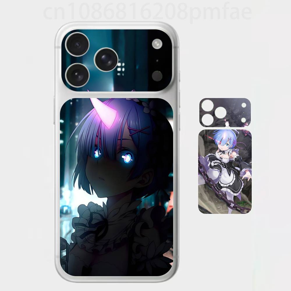 Скин-обертка Rem R-Re Anime Z-Zero Premium для iPhone 17 Pro/Max, Защитная наклейка на заднюю рамку и камеру (Не чехол)