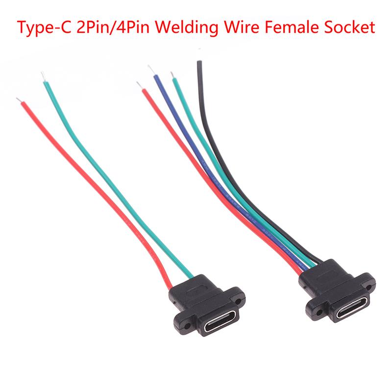 Type-C 2Pin 4Pin Сварочный провод Женский Водонепроницаемый гнездо резиновое кольцо Сильноточный порт быстрой зарядки
