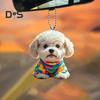 Cute Puppy Pendant Car Mirror Hanging Ornament Acrylic Dog Keychain Christmas Tree Decor Backpack Charm Gift for Women Girls