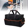 Tool Bag 17in Heavy Duty Hand Storage Wear Proof Oxford Cloth 20 Pockets Shoulder Strap for Electrician Repairman