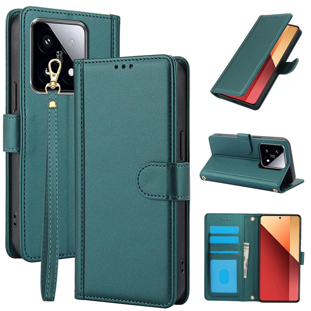 For Xiaomi 14T Case PU Leather Stand View Phone Wallet Cover with Shoulder Strap