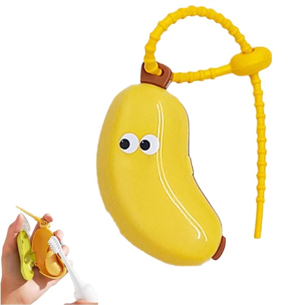 Plastic Toothbrush Head Protective Cover Portable Banana Shape Toothbrush Dust Cap Cover 2In1 Brush Protect Toothbrush Case Cap
