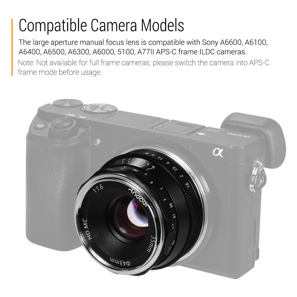 35 мм F1.6 объектив с ручной фокусировкой и большой диафрагмой, многослойное пленочное покрытие, объектив для беззеркальных фотоаппаратов