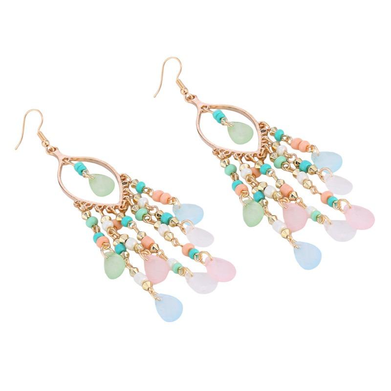 Boho Style Beaded Tassel Earrings Exquisite All-Match Lady Earrings Fashion Elegant Earring