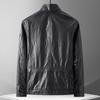 FAPAI Men's Genuine Leather Stand-Collar Zipper Jacket