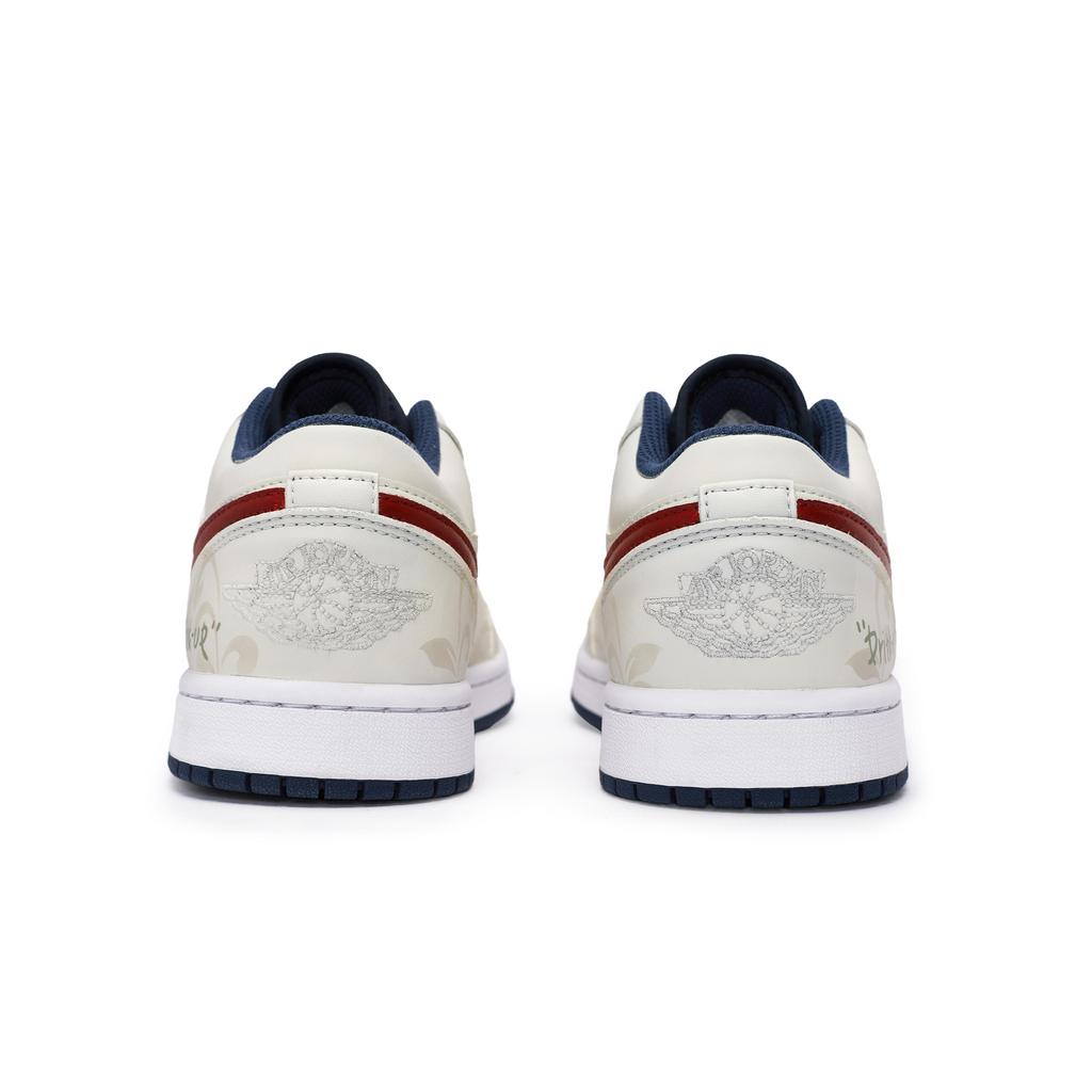 Jordan Air Jordan 1 Износостойкие Низкие Винтажные Баскетбольные Кроссовки Мужские Бежевый Белый Красный 553558-414(Team80-S-BOX)