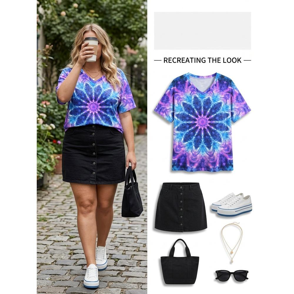 Casual Color Printed Short Sleeve V-Neck