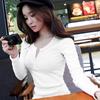 Autumn and Winter Women's Button Thread Long-sleeved T-shirt for Women Slim Base Shirt Slim Top for Women Autumn