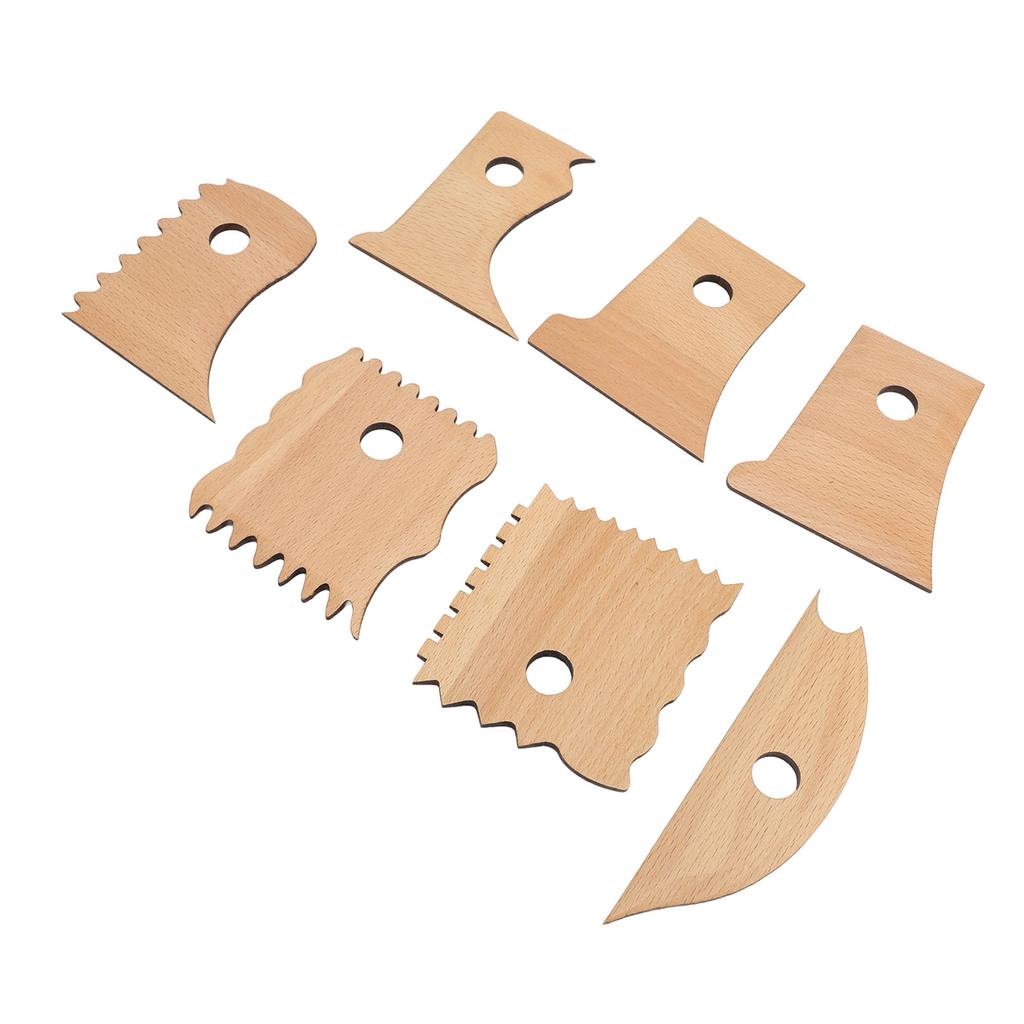 7Pcs Pottery Clay Foot Shaper Beech Wood Trimming Tools Ceramic Supplies for Carving Molding S