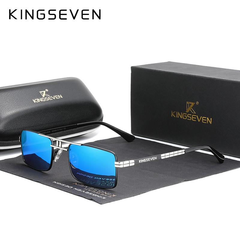 Новое поступление, поляризационные солнцезащитные очки KINGSEVEN, винтажная оправа из нержавеющей стали, брендовая прямоугольная конструкция, солнцезащитные очки для вождения и рыбалки N760