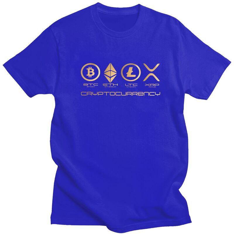 Custom Ripple XRP T Shirt for Men Pure Cotton Tshirt Tee Short Sleeves Bitcoin Crypto Cryptocurrency Tshirts Slim Fit