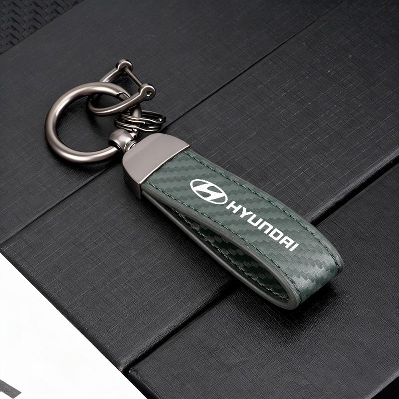 Автомобильный брелок из углеродного волокна, кожи и цинкового сплава, брелок из микрофибры для Hyundai Tucson Accent Elantra Santa fe Sonata I10 I20 I30