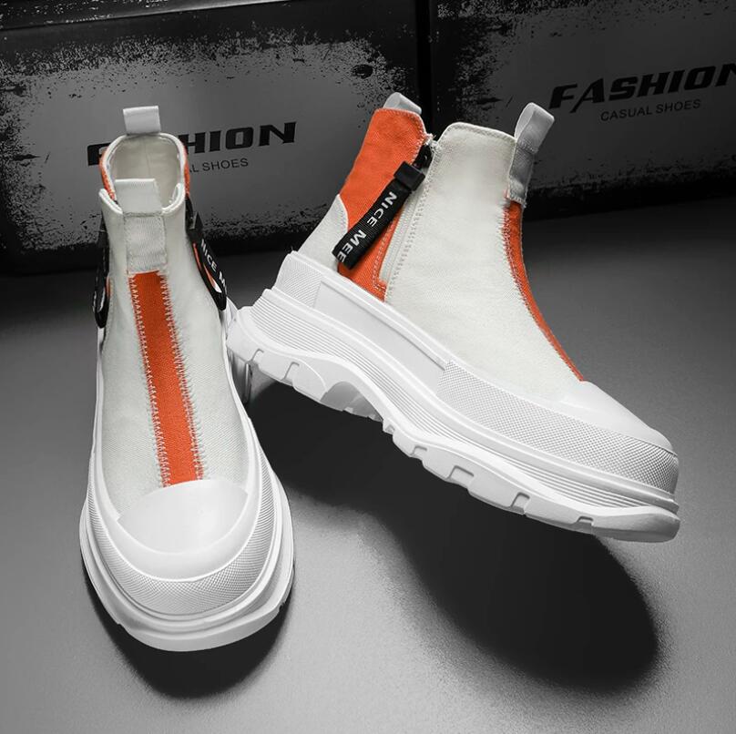 2024 Мужские высокие кроссовки Gang Повседневные легкие удобные туфли для скейтбординга Прогулочные туфли на плоской подошве Осенний тренд Платформа Мужские вулканизированные туфли