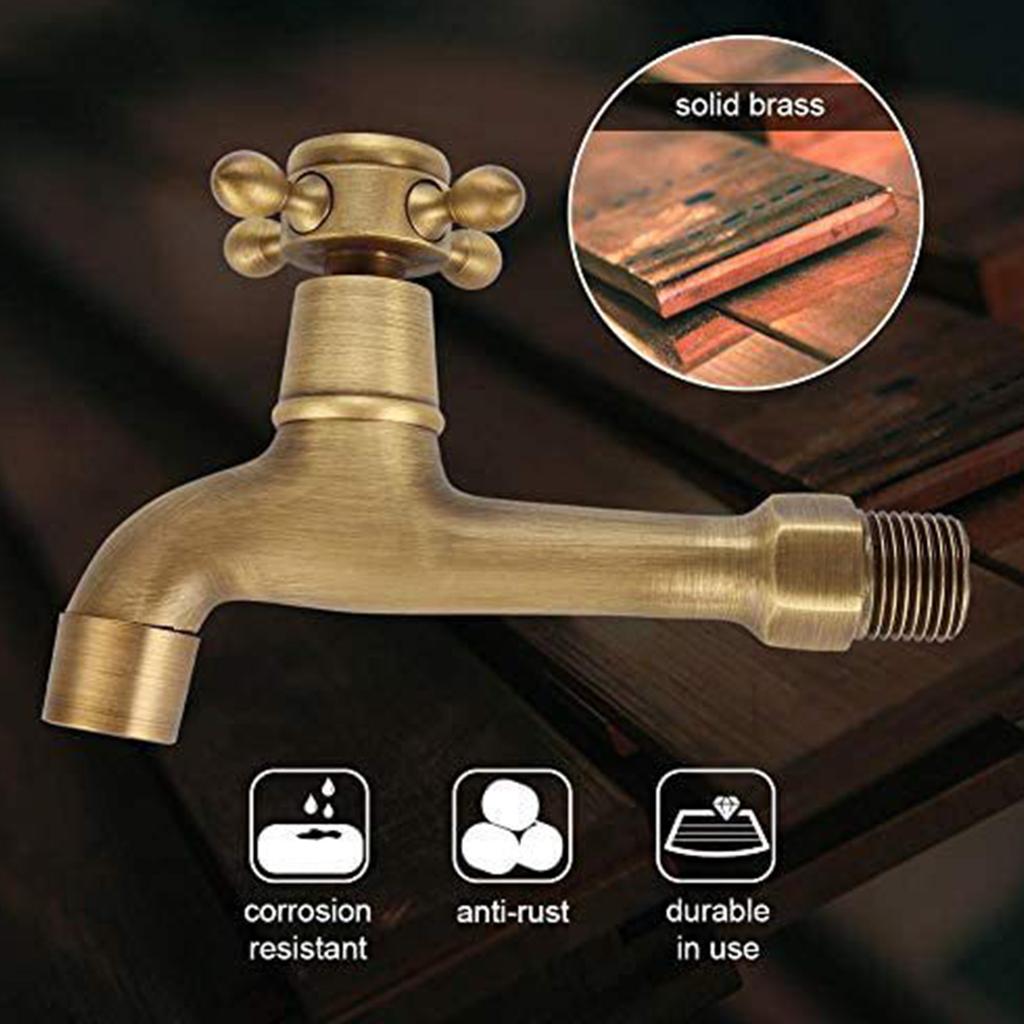 Медный кран для раковины, винтажный удлиненный, бронзовый цвет, одинарный кран для холодной воды, швабра для кухонной раковины