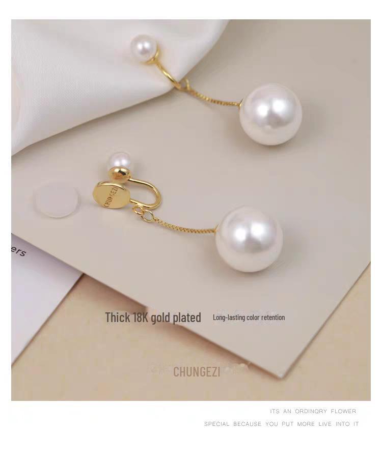 Длинные клипсы для ушей с кисточками и жемчугом: Элегантный, высококачественный, легкий, не требует пирсинга.