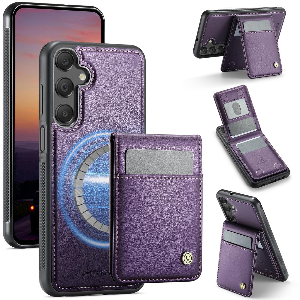 Кожаная задняя крышка для Samsung Galaxy A15 5G/Galaxy A15 4G, совместимая с MagSafe, чехол для телефона JEEHOOD J06 с карманом для карт и RFID-блокировкой